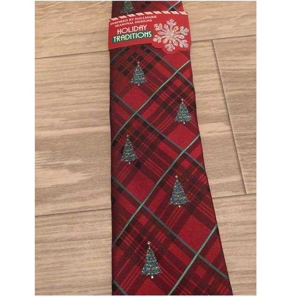 Hallmark Red plaid Christmas tree tie - Picture 3 of 3